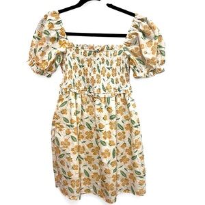 Petal & Pup Floral Mini Dress - Cream and Orange
